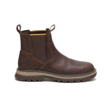 Men's Caterpillar Fairbanks Chelsea Work Boots Coffee | SG2456MA